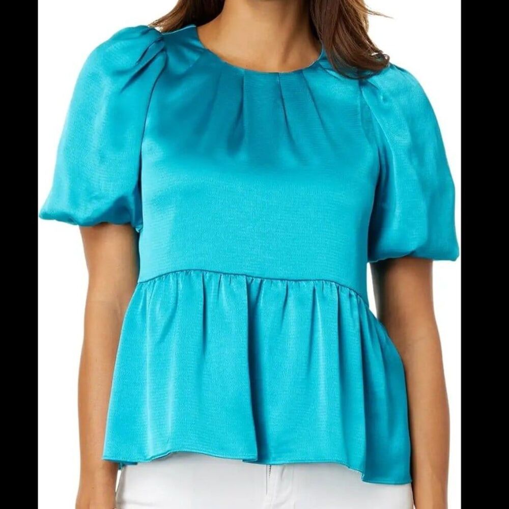 Lilly Pulitzer‎ Size 6 Blue Rhapsody Blakelynn Elbow Sleeve Blouse Quiet Luxury